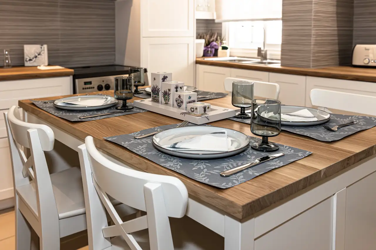 Dining table set for four