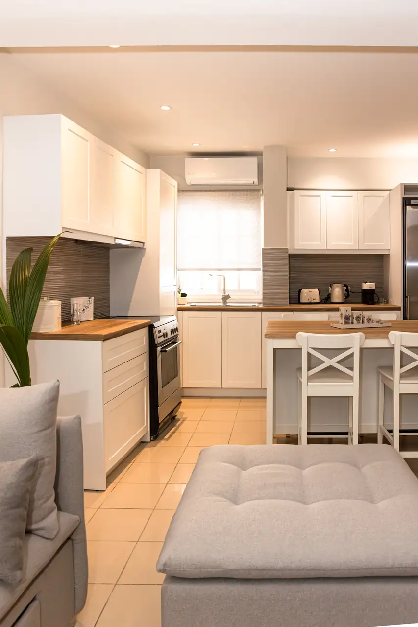 Open kitchen seen from the living room